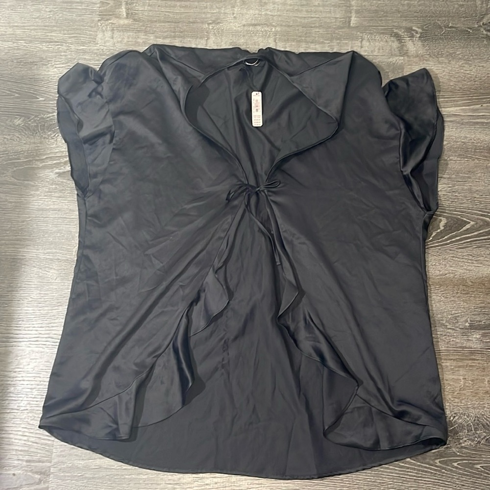 Victorias Secret Very Sexy Satin‎ Slip Wrap Kimono Robe NEW Black One Size $58